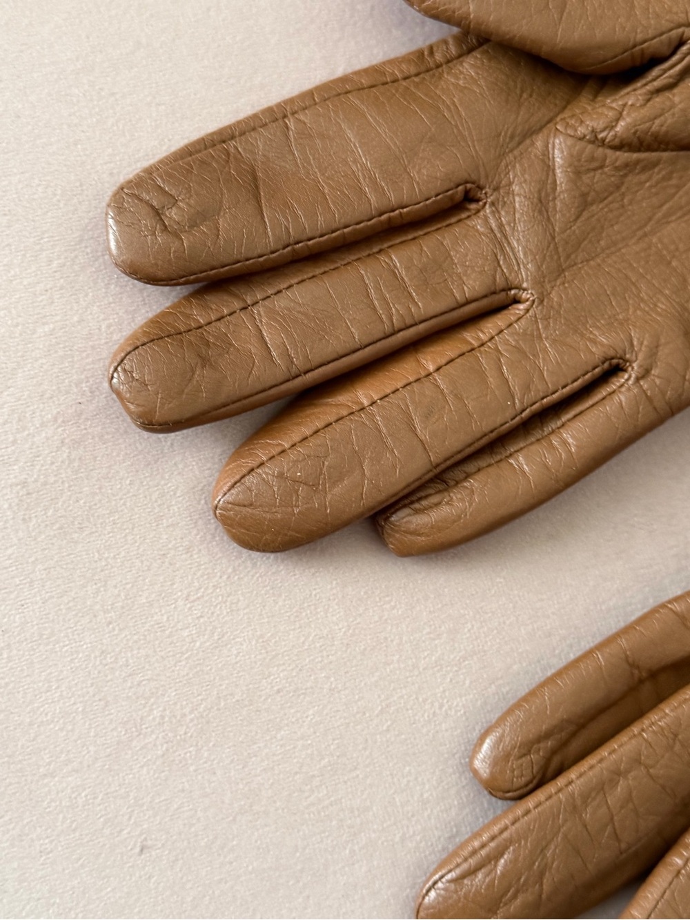 MICHAEL KORS Brown Leather & Gold MK Gloves Sz Medium - Picture 6 of 14